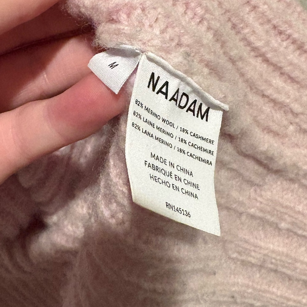 NAADAM Merino Wool & Cashmere Shawl Cardigan Ballet Light Pink Size Medium - Picture 2 of 4